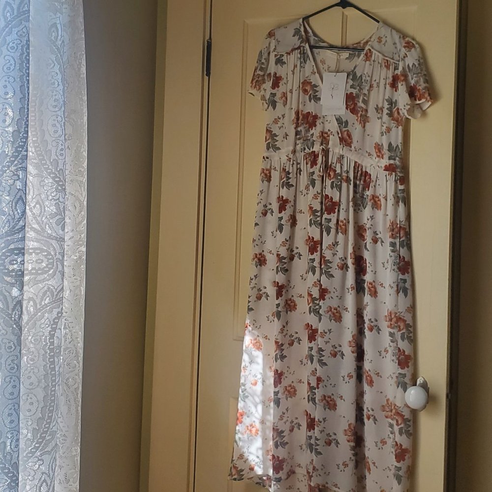 Simple Dawn Dress Red Anenome Garden size small